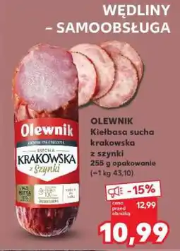 Kaufland OLEWNIK Kiełbasa sucha krakowska z szynki 255 g opakowanie oferta
