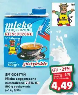 Kaufland SM GOSTYŃ Mleko zagęszczone niesłodzone 7,5% tł. 500 g opakowanie oferta