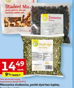 Auchan Mieszanka studencka, pestki dyni bez łupiny, żurawina cięta oferta
