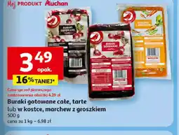 Auchan Buraki gotowane całe, tarte lub w kostce, marchew z groszkiem oferta
