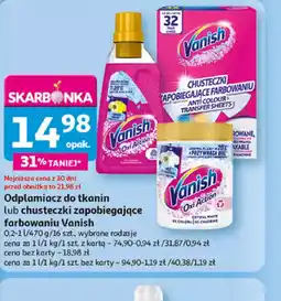 Auchan Odplamiacz do tkanin lub chusteczki zapobiegające farbowaniu Vanish oferta