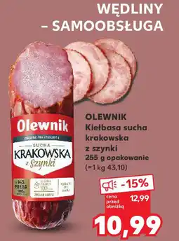 Kaufland Olewnik kiełbasa sucha krakowska z szynki oferta