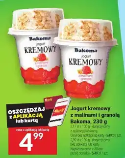 Twój Market Jogurt kremowy z malinami i granolą Bakoma 230g oferta