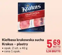 Makro Kiełbasa krakowska sucha Krakus plastry 2x40g oferta