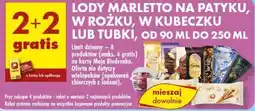 Biedronka Lody Marletto na patyku, w rożku, w kubeczku lub tubki, od 90 ml do 250 ml oferta