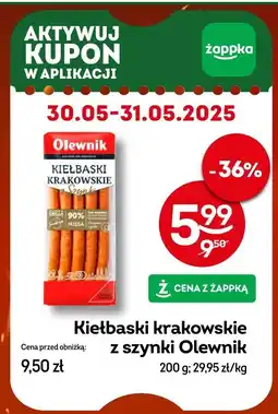 Żabka Kiełbaski krakowskie z szynki Olewnik 200g oferta
