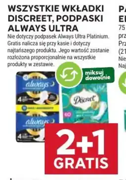 Wszystkie wkładki Discreet, podpaski Always Ultra