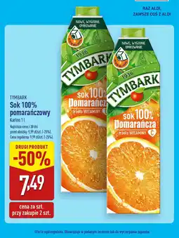 ALDI Tymbark sok 100% pomarańczowy oferta