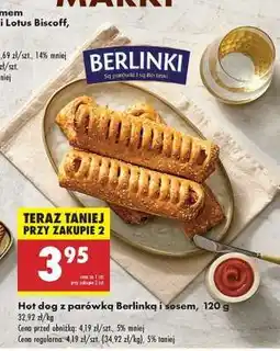 Biedronka Hot dog z parówką Berlinką i sosem , 120 g oferta