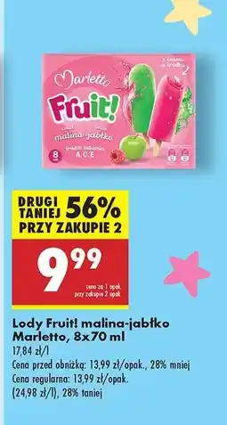 Biedronka Lody Fruit! malina-jabłko Marletto, 8x70 ml oferta