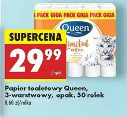 Biedronka Papier toaletowy Queen, 3-warstwowy, opak. 50 rolek oferta