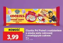 Lidl Ciastka Psi Patrol z nadzieniem o smaku waty cukrowej i strzelającym cukrem oferta
