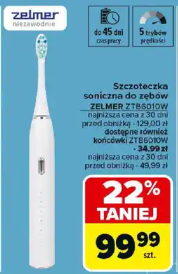 Carrefour Szczoteczka soniczna do zębów ZELMER ZTB6010W oferta