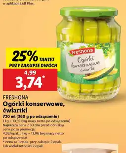 Lidl Freshona ogórki konserwowe, ćwiartki oferta