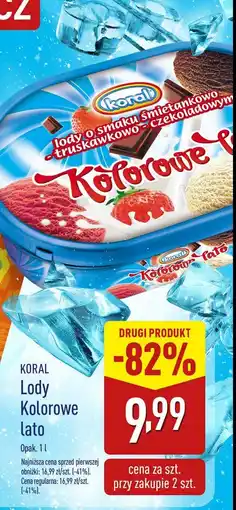 ALDI Lody śmietankowo-truskawkowo-czekoladowe Koral kolorowe lato oferta