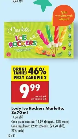 Biedronka Lód waniliowy w polewie kiwi x2 + mango-marakuja x2 + truskawka x2 + wiśnia x2 Marletto oferta