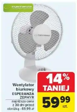 Carrefour Market Wentylator biurkowy Esperanza Zephyr oferta
