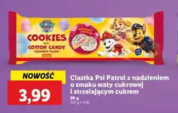 Lidl Ciastka z nadzieniem o smaku waty cukrowej i strzelającym cukrem psi patrol Spin master oferta