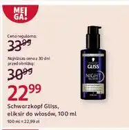 Rossmann Kuracja do włosów ultimate repair Gliss Kur Night Elixir oferta