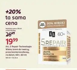 Rossmann Dzienny krem przeciwzmarszczkowy 60+ złota kuracja Aa Technologia Wieku 5Repair oferta
