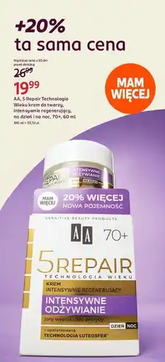 Rossmann Dzienno-nocny krem intensywnie regenerujący 70+ intensywne odżywianie Aa Technologia Wieku 5Repair oferta