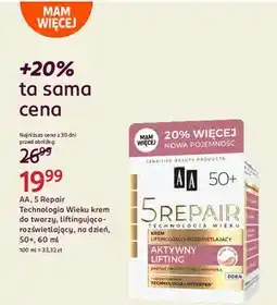 Rossmann Dzienny krem silnie ujędrniający 50+ aktywny lifting Aa Technologia Wieku 5Repair oferta