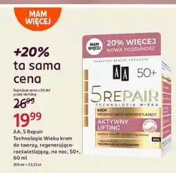 Rossmann Krem regeneracyjno-rozświetlający aktywny lifting na noc 50+ Aa Technologia Wieku 5Repair oferta