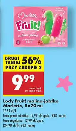 Biedronka Lody Fruit! malina-jabłko Marletto oferta