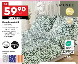 Biedronka Komplet pościeli bawełnianej 220 x 200 cm + 2 70 80 Smukee oferta