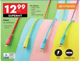 Biedronka Kabel 1.2 m usb-a/lightning Hykker oferta