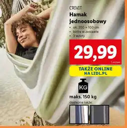 Lidl Hamak jednoosobowy Crivit oferta
