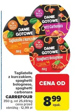 Carrefour Danie gotowe spaghetti carbonara Bon Appetit 350g oferta