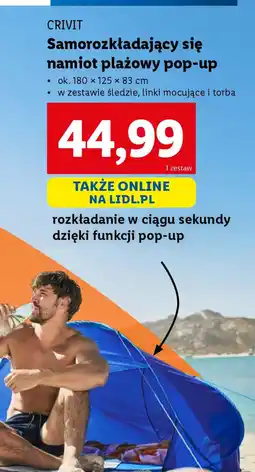 Lidl Samorozkładający się namiot plażowy pop-up Crivit oferta