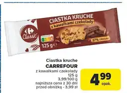 Carrefour Ciastka kruche CARREFOUR z kawałkami czekolady 125g oferta