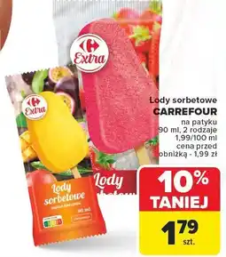 Carrefour Lody sorbetowe CARREFOUR na patyku 90ml oferta