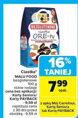 Carrefour Market Ciastka MALU FOOD bezglutenowe 100g oferta
