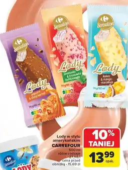 Carrefour Lody popcorn & słony karmel 74g/90ml Sensation oferta