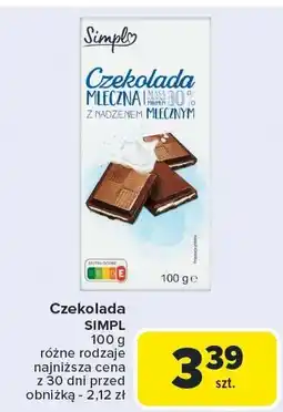 Carrefour Czekolada mleczna 100g SIMPL oferta