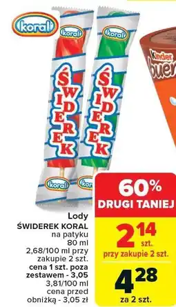 Carrefour Market Lody ŚWIDERK KORAL na patyku 80ml oferta