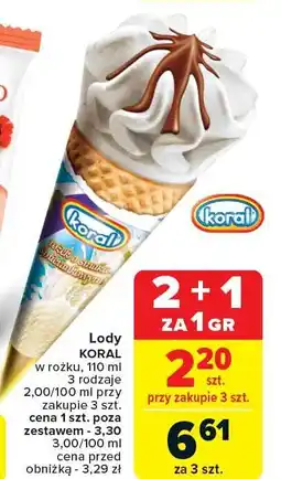 Carrefour Market Lody KORAL w rożku 110ml oferta