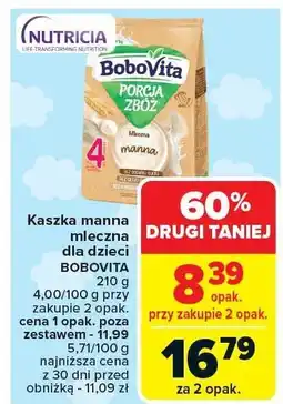 Carrefour Market Kaszka manna mleczna dla dzieci BOBOVITA 210g oferta