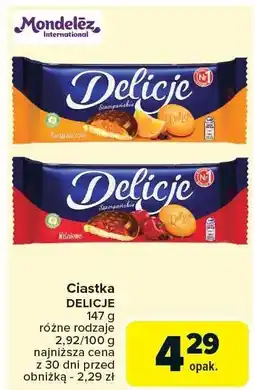 Carrefour Market Ciastka DELICJE pomarańczowe 147g Mondelez oferta