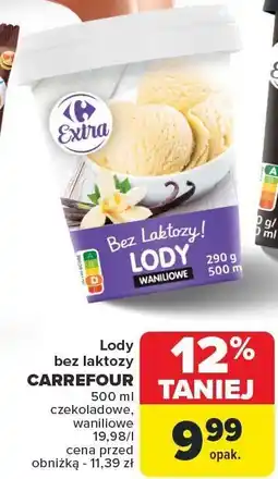 Carrefour Market Lody bez laktozy CARREFOUR 500ml oferta