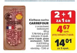 Carrefour Market Kiełbasa sucha CARREFOUR z orzechami laskowymi 60g oferta