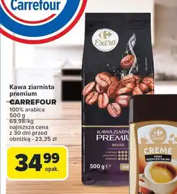 Carrefour Market Kawa ziarnista premium CARREFOUR 500g oferta