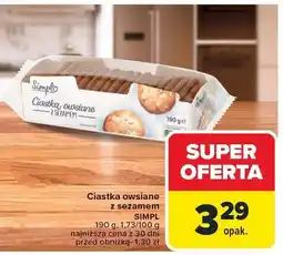Carrefour Market Ciastka owsiane z sezamem 190g SIMPL oferta
