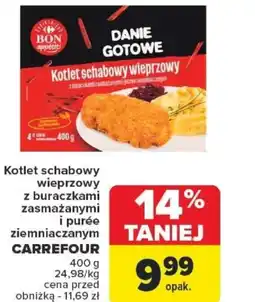 Carrefour Kotlet schabowy wieprzowy z buraczkami zasmażanymi i puree ziemniaczanym Carrefour oferta