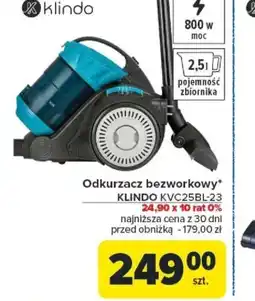 Carrefour Odkurzacz bezworkowy Klindo KVC25BL-23 oferta