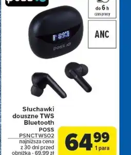 Carrefour Słuchawki douszne TWS Bluetooth Poss oferta