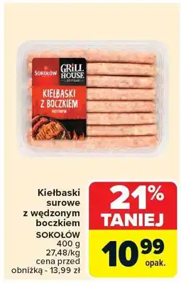 Carrefour Kiełbaski surowe z wędzonym boczkiem Sokołów oferta